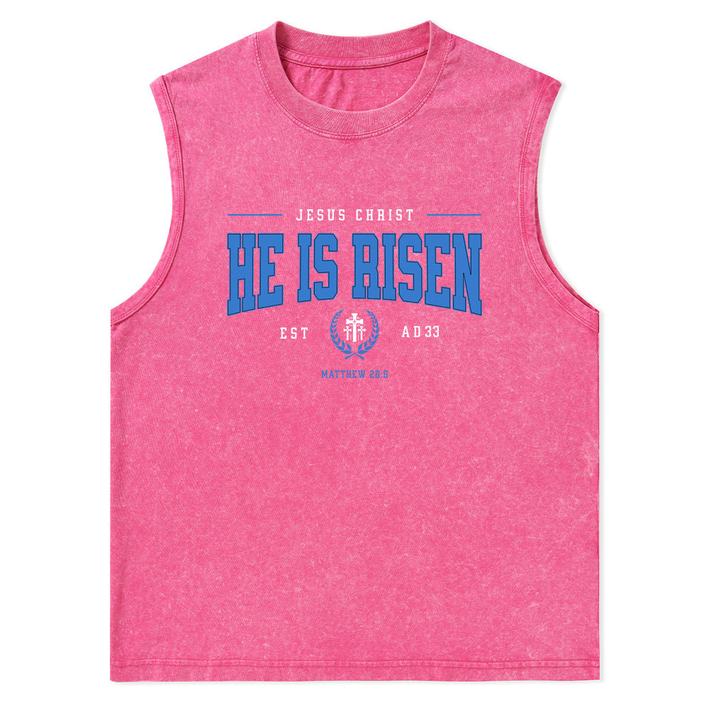 Jesus Christ He Is Risen Christian Washed Tank Top