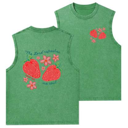 The Lord Refreshes My Soul Christian Washed Tank Top