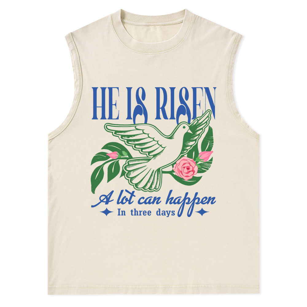 He Is Risen Christian Washed Tank Top