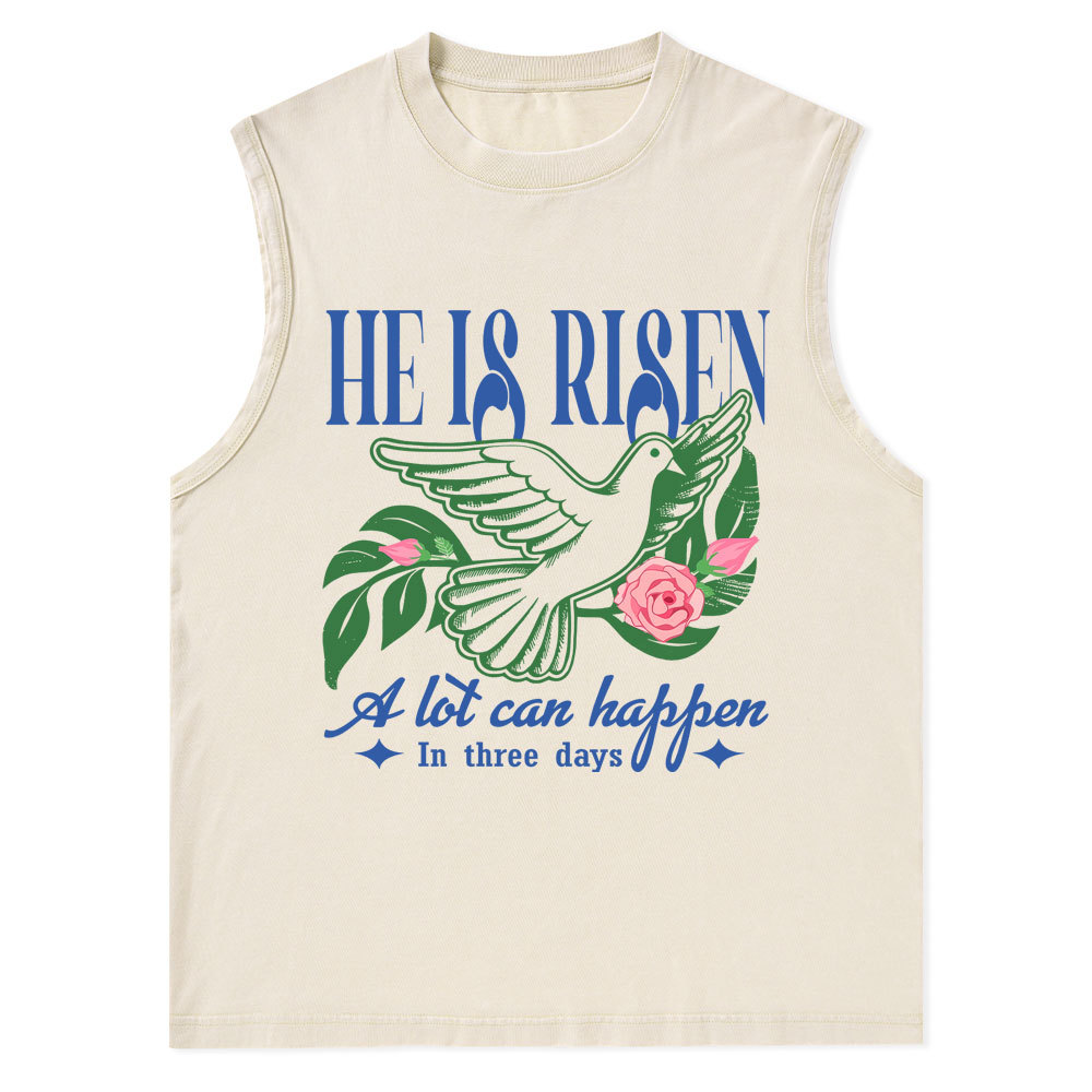 He Is Risen Christian Washed Tank Top