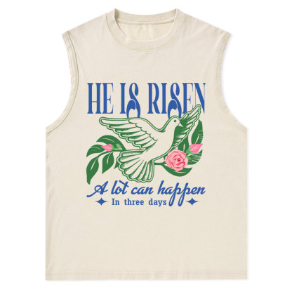 He Is Risen Christian Washed Tank Top