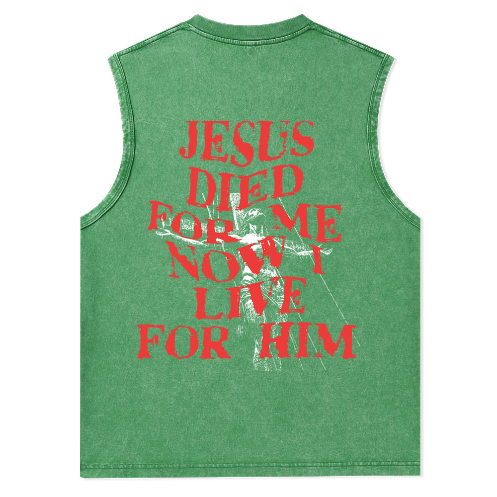 Jesus Died For Us Christian Washed Tank Top