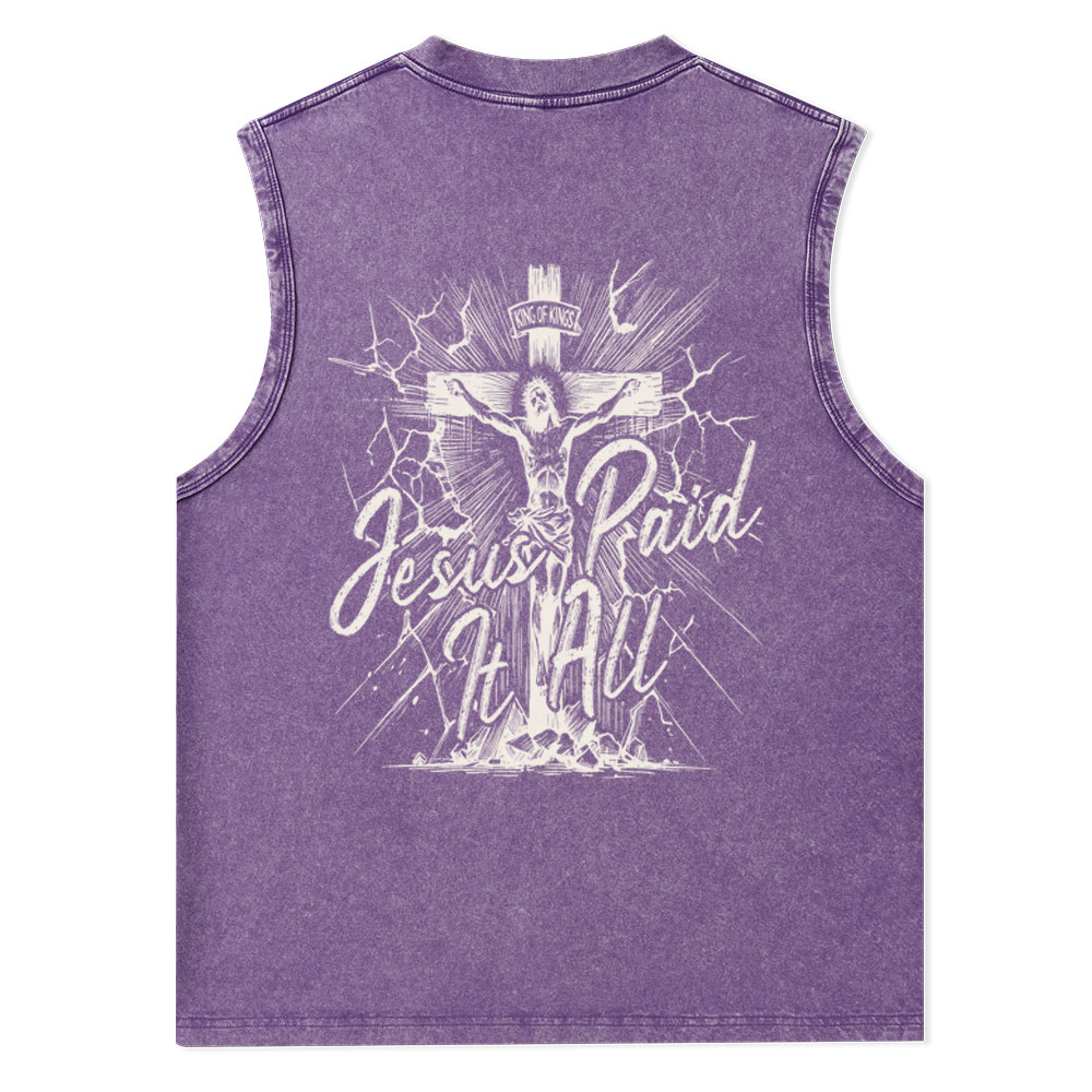 Jesus Paid It All Christian Washed Tank Top