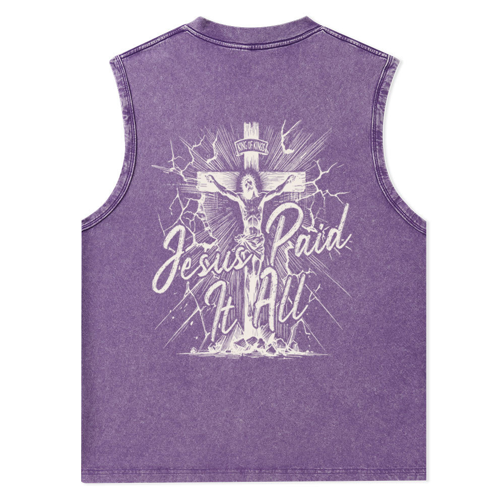 Jesus Paid It All Christian Washed Tank Top