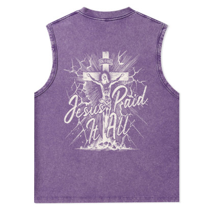 Jesus Paid It All Christian Washed Tank Top