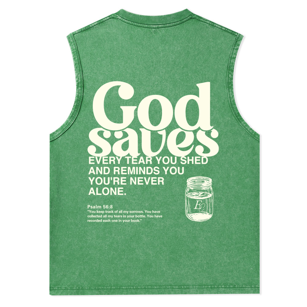 God Saves Christian Washed Tank Top