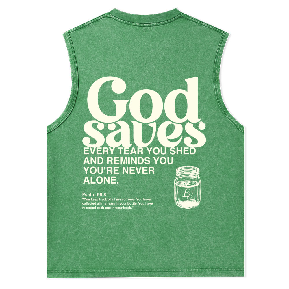 God Saves Christian Washed Tank Top