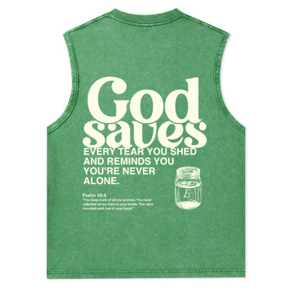 God Saves Christian Washed Tank Top