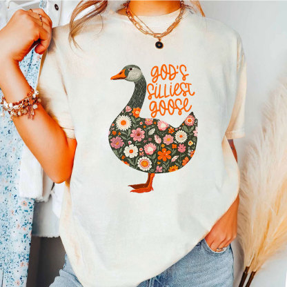 God's Silliest Goose Floral Christian T-Shirt