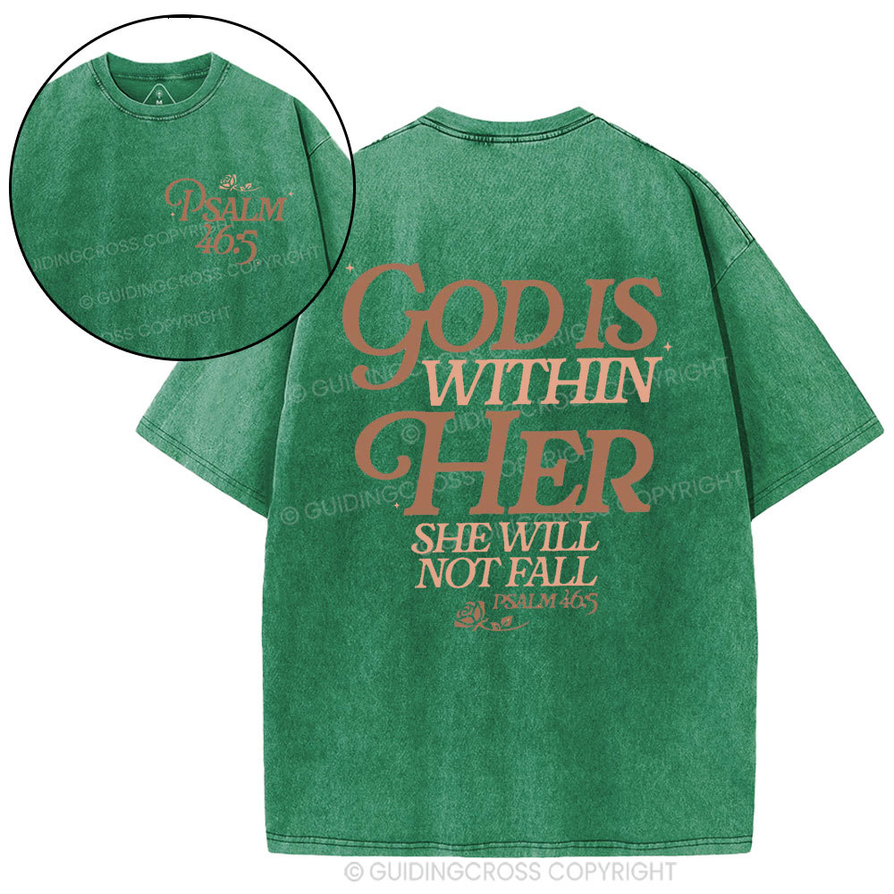 God Is Within Her Christian Washed T-Shirt