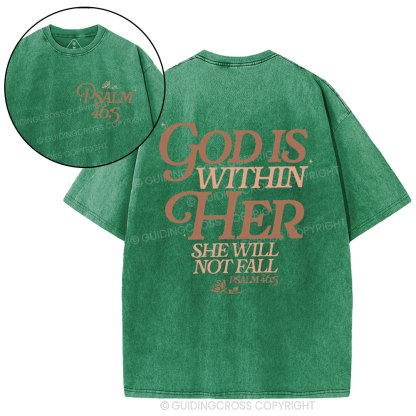God Is Within Her Christian Washed T-Shirt