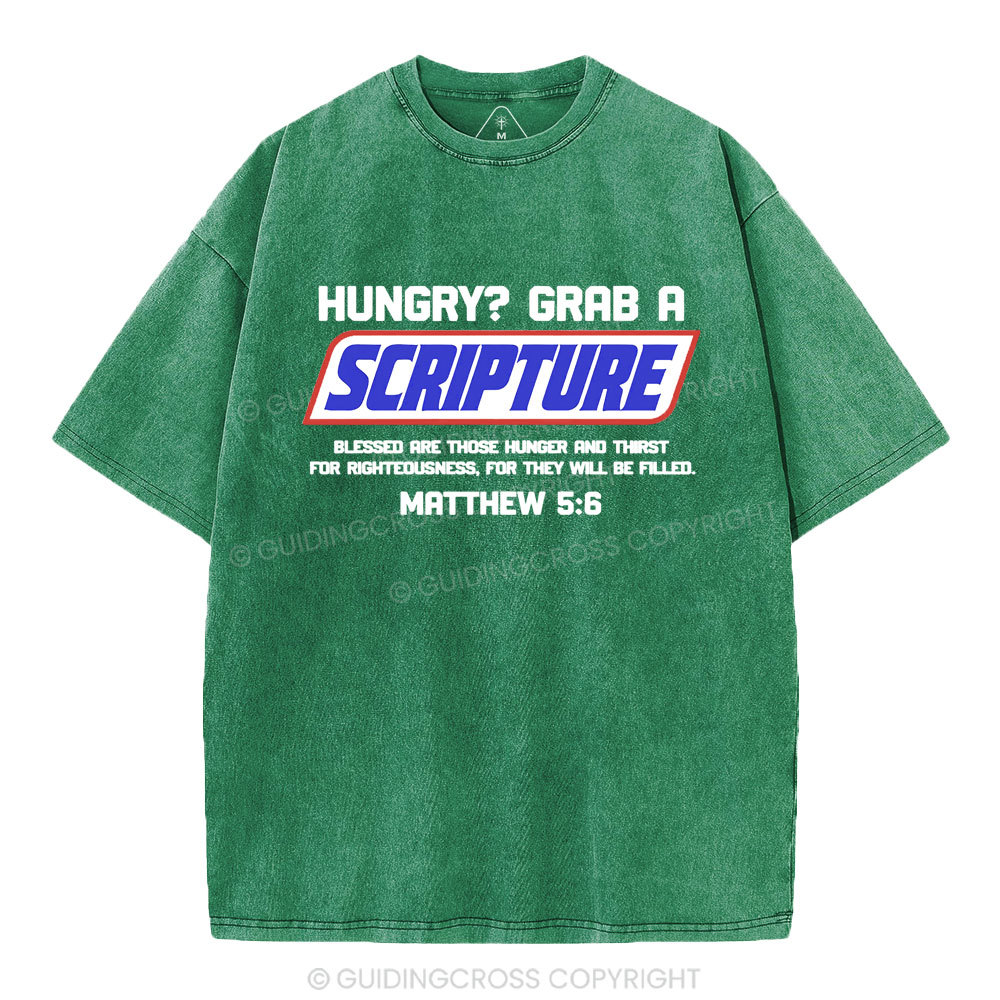 Hungry Grab A Scripture Christian Washed T-Shirt