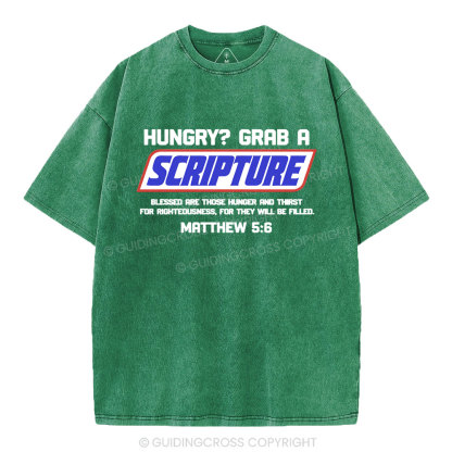 Hungry Grab A Scripture Christian Washed T-Shirt