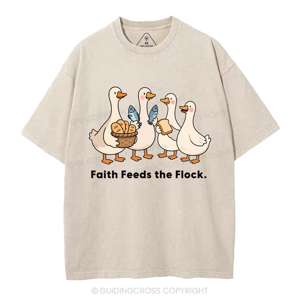 Faith Feeds The Flock Christian Washed T-Shirt