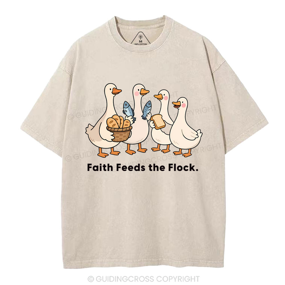 Faith Feeds The Flock Christian Washed T-Shirt