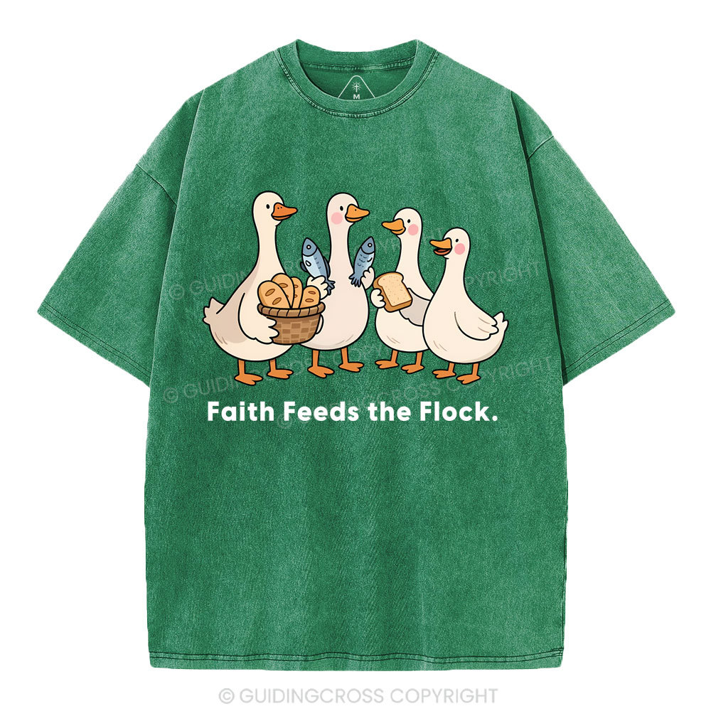 Faith Feeds The Flock Christian Washed T-Shirt