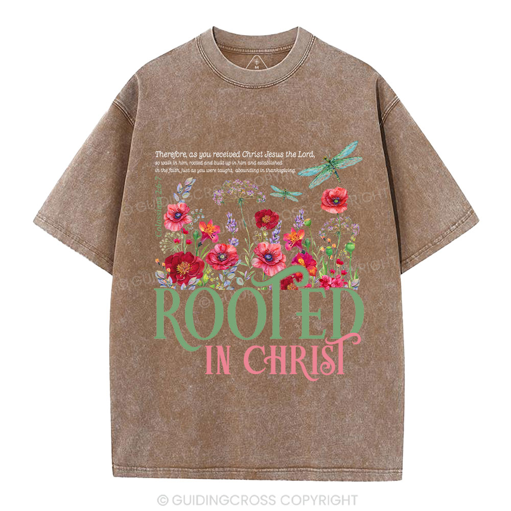 Rooted In Christ Christian Washed T-Shirt