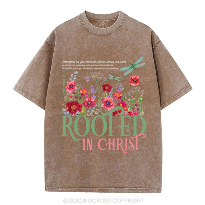 Rooted In Christ Christian Washed T-Shirt
