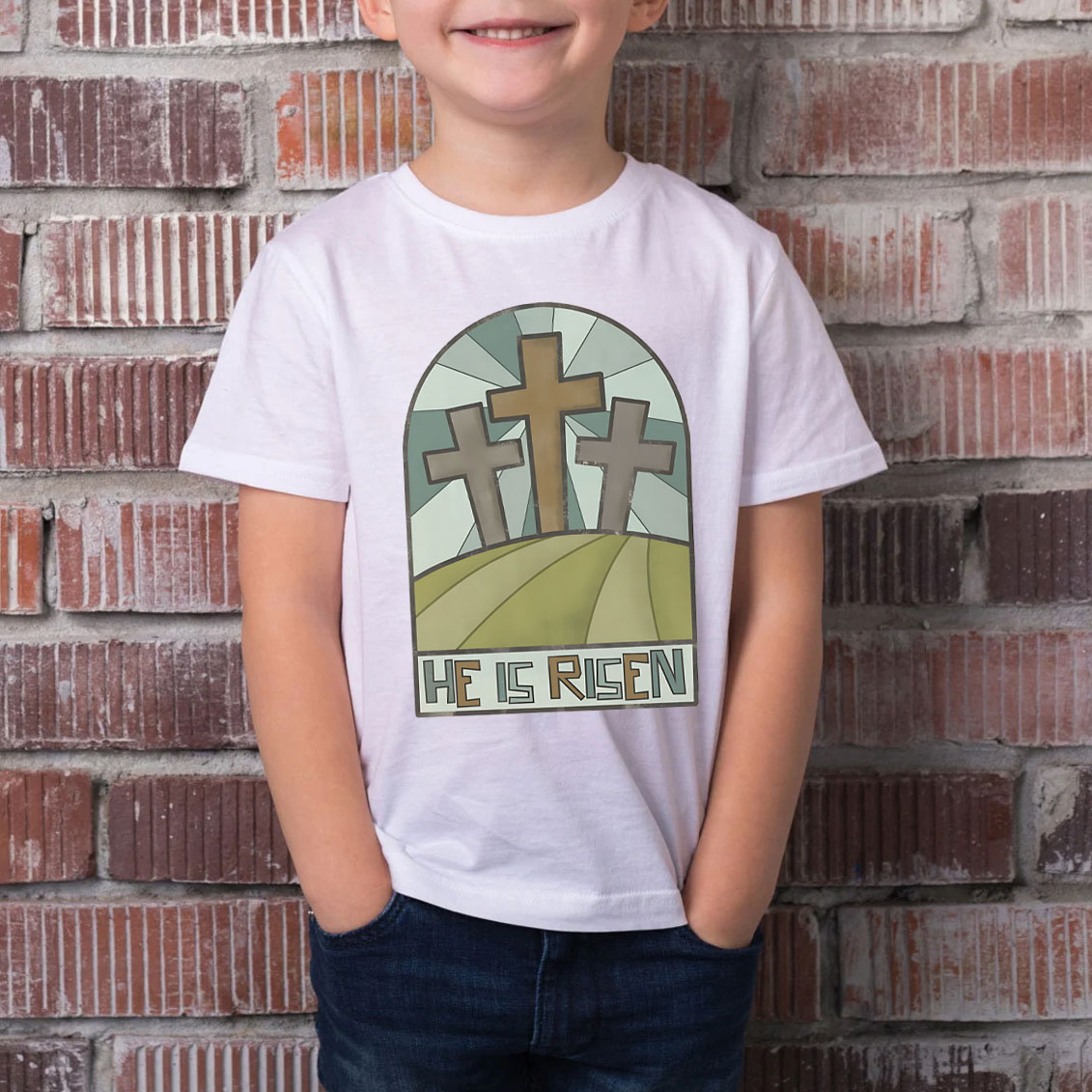 He Is Risen Christian Kid T-Shirt