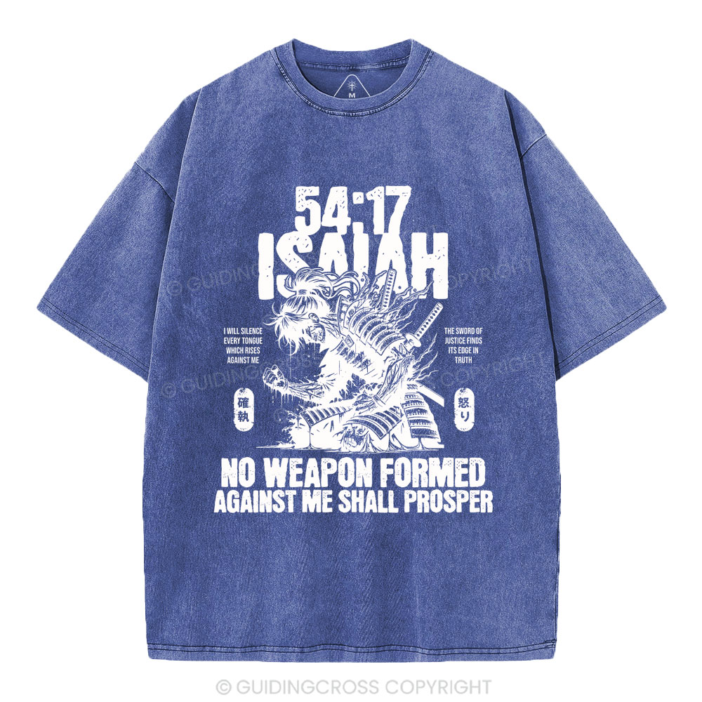 No Weapen Formed Against Me Shall Prosper Christian Washed T-Shirt