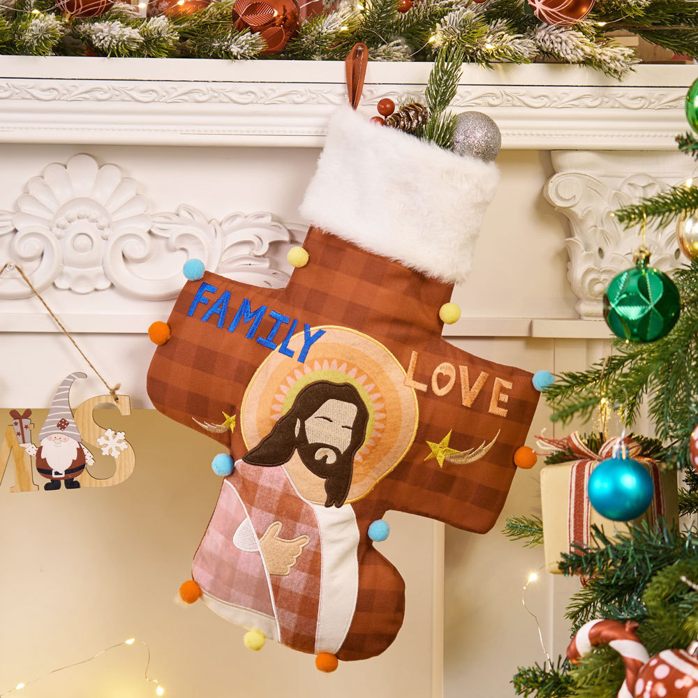 Jesus Cross Christian Christmas Stocking