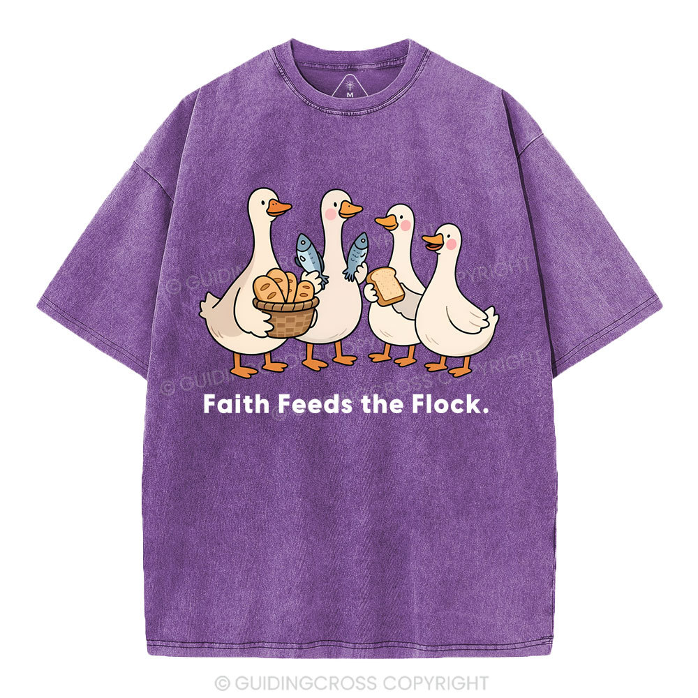 Faith Feeds The Flock Christian Washed T-Shirt