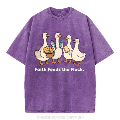 Faith Feeds The Flock Christian Washed T-Shirt
