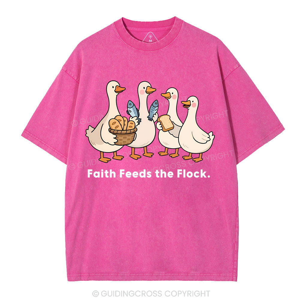 Faith Feeds The Flock Christian Washed T-Shirt