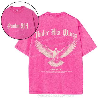 Under His Wings Christian Washed T-Shirt