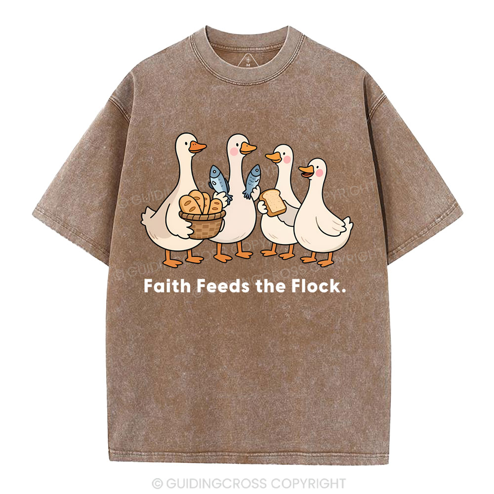 Faith Feeds The Flock Christian Washed T-Shirt