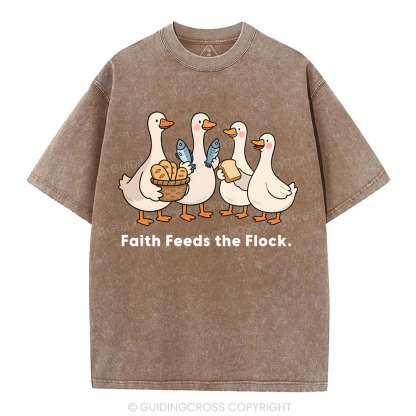 Faith Feeds The Flock Christian Washed T-Shirt