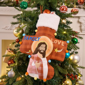 Image of Jesus Cross Christian Christmas Stocking