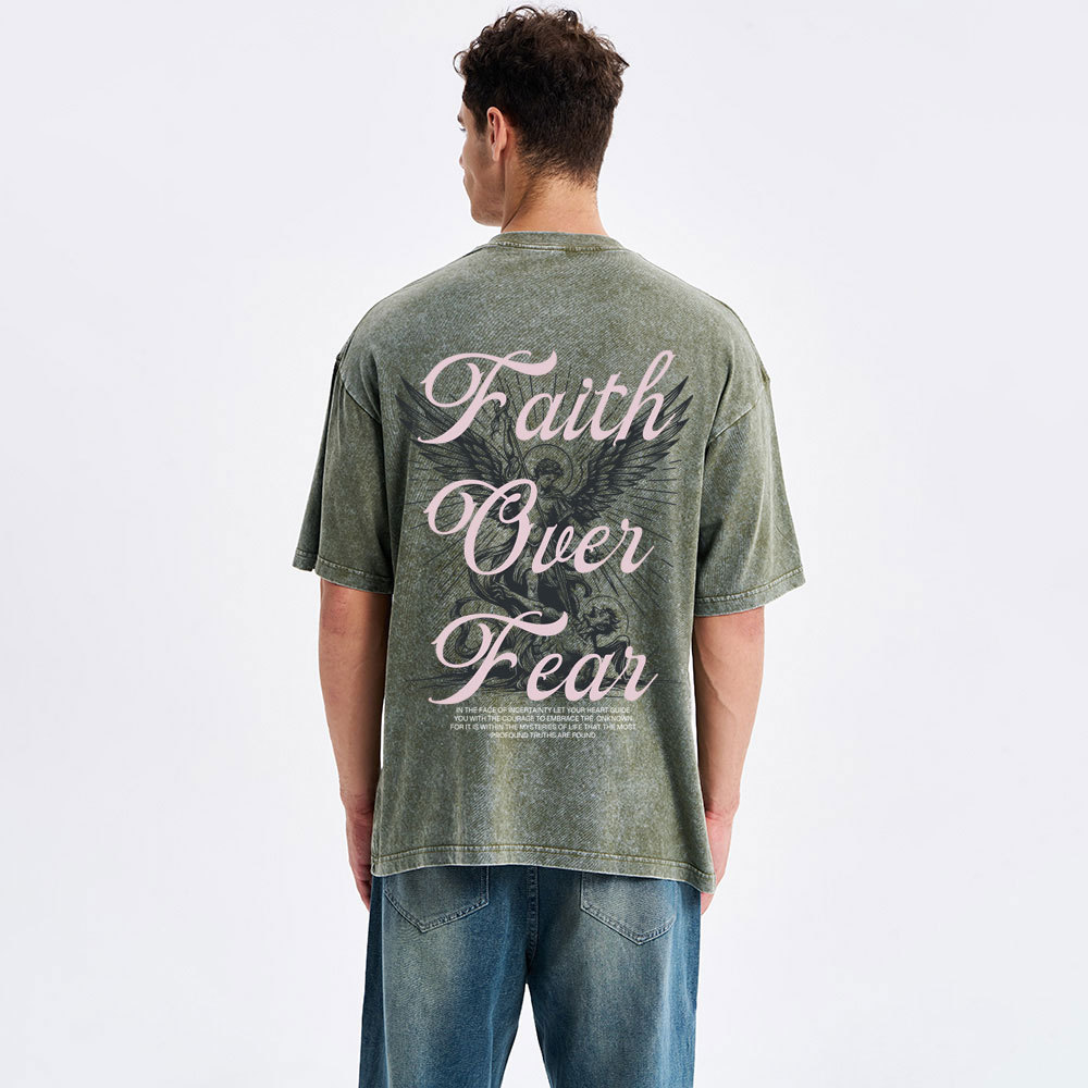 Faith Over Fear Christian Washed T-Shirt