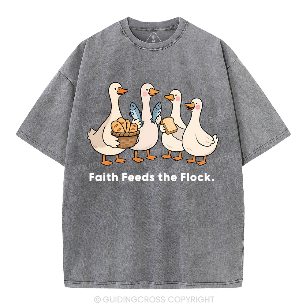 Faith Feeds The Flock Christian Washed T-Shirt