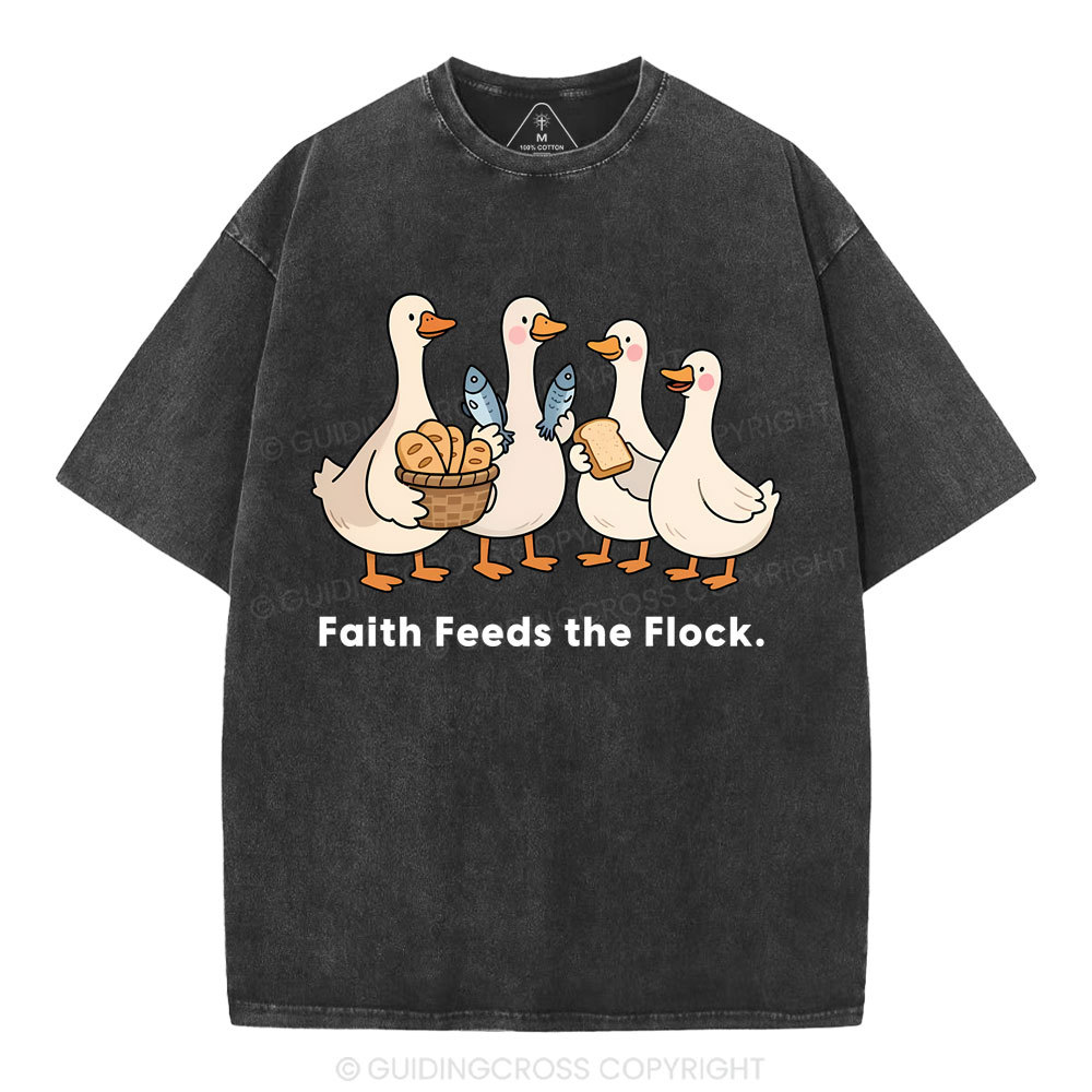 Faith Feeds The Flock Christian Washed T-Shirt