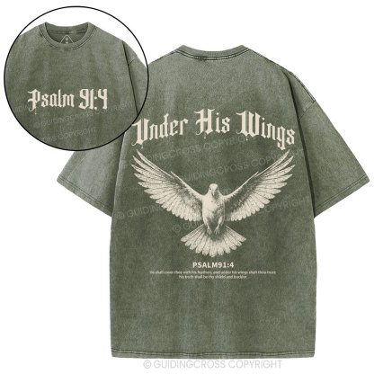 Under His Wings Christian Washed T-Shirt