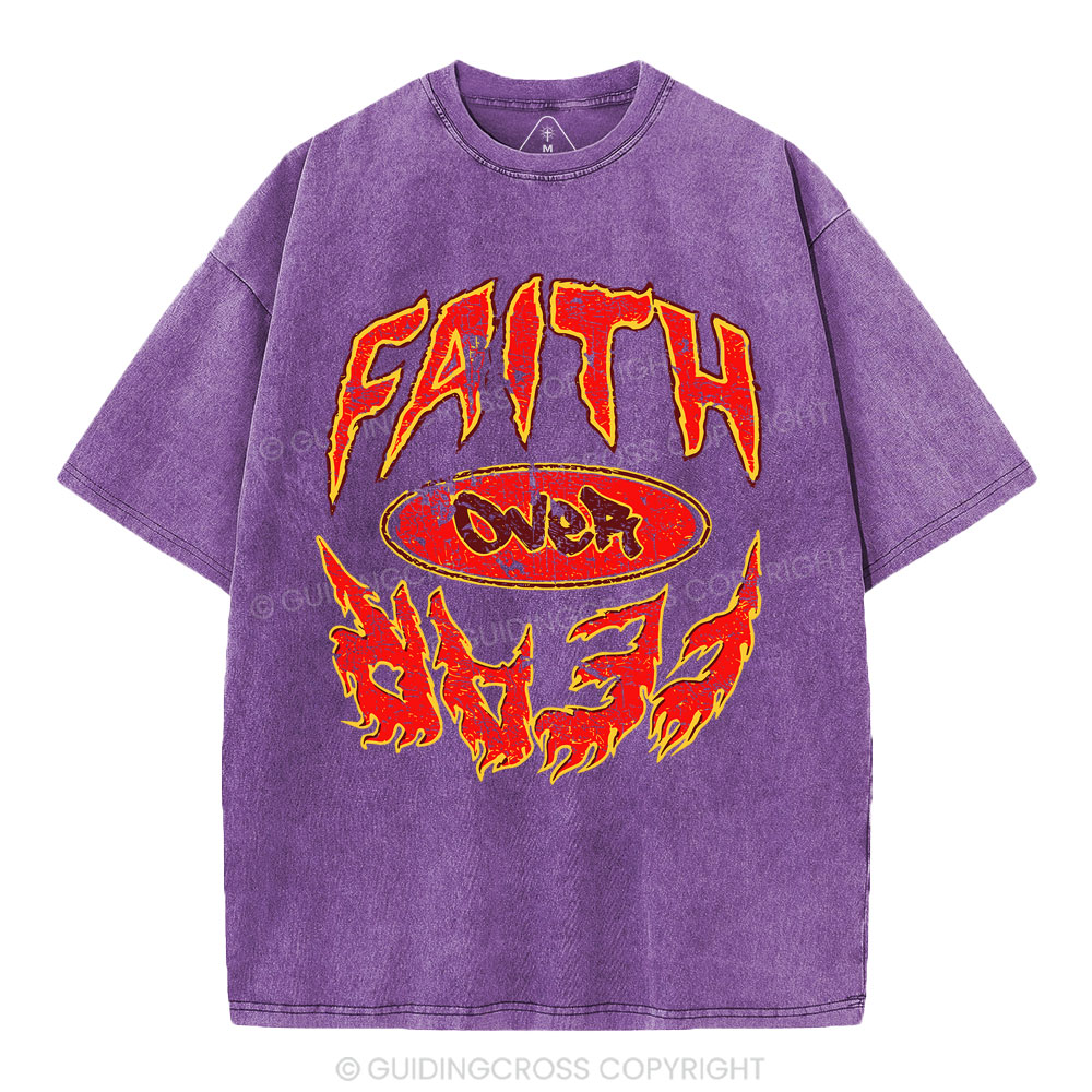 Faith Over Fear Christian Washed T-Shirt