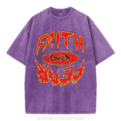 Faith Over Fear Christian Washed T-Shirt