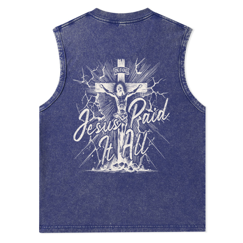 Jesus Paid It All Christian Washed Tank Top