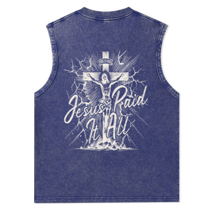 Jesus Paid It All Christian Washed Tank Top