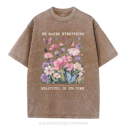 He Makes Everything Beautiful In Its Time Christian Washed T-Shirt