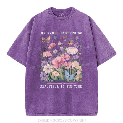 He Makes Everything Beautiful In Its Time Christian Washed T-Shirt