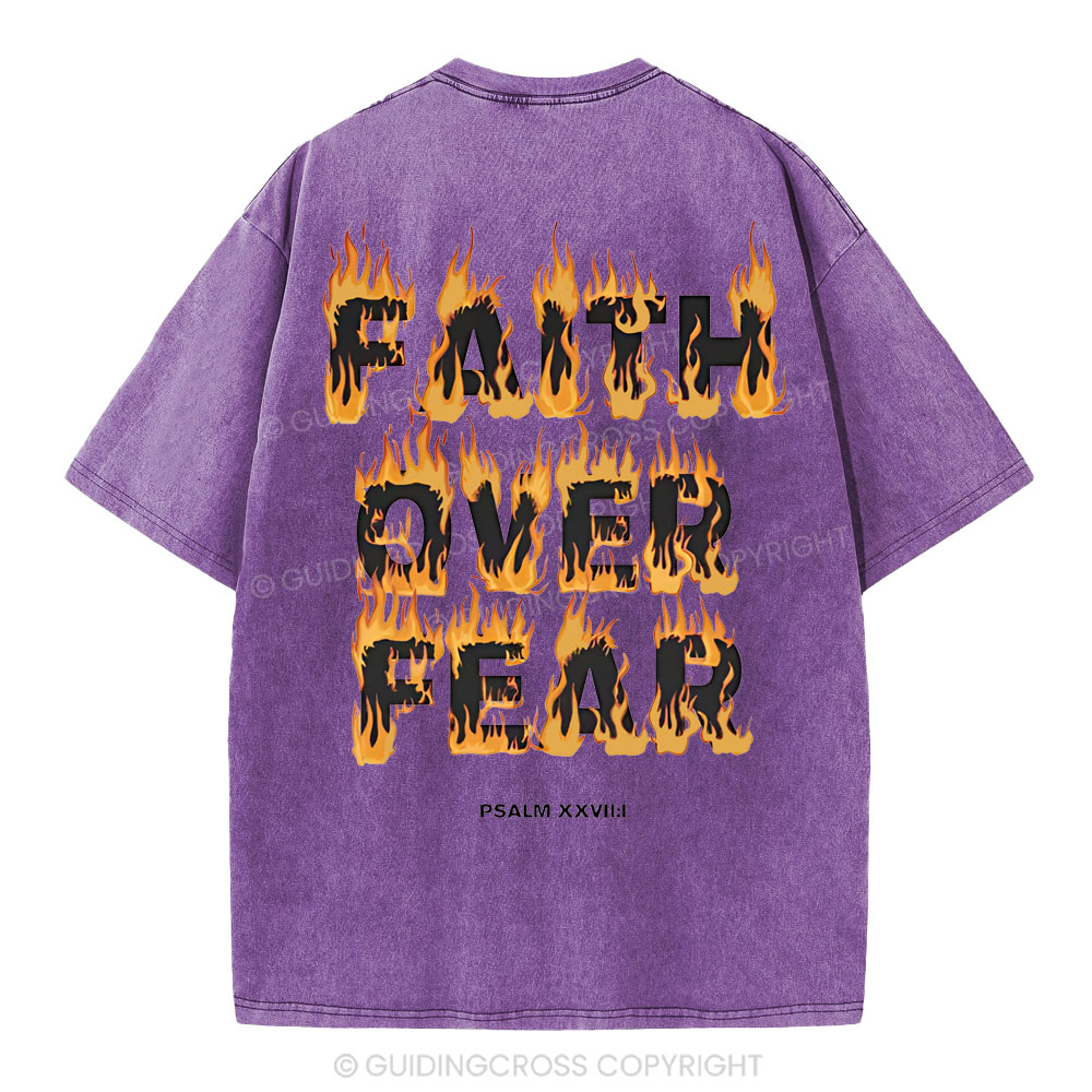 Faith Over Fear Christian Washed T-Shirt