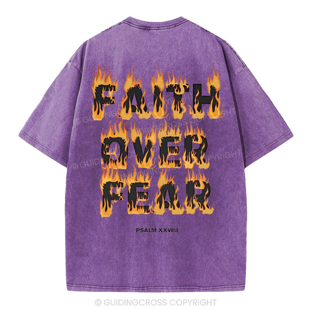 Faith Over Fear Christian Washed T-Shirt