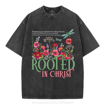 Rooted In Christ Christian Washed T-Shirt