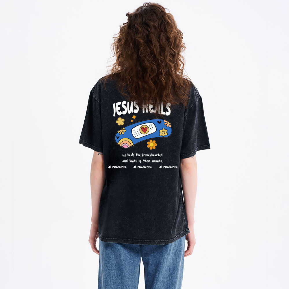 Jesus Heals Christian Washed T-Shirt