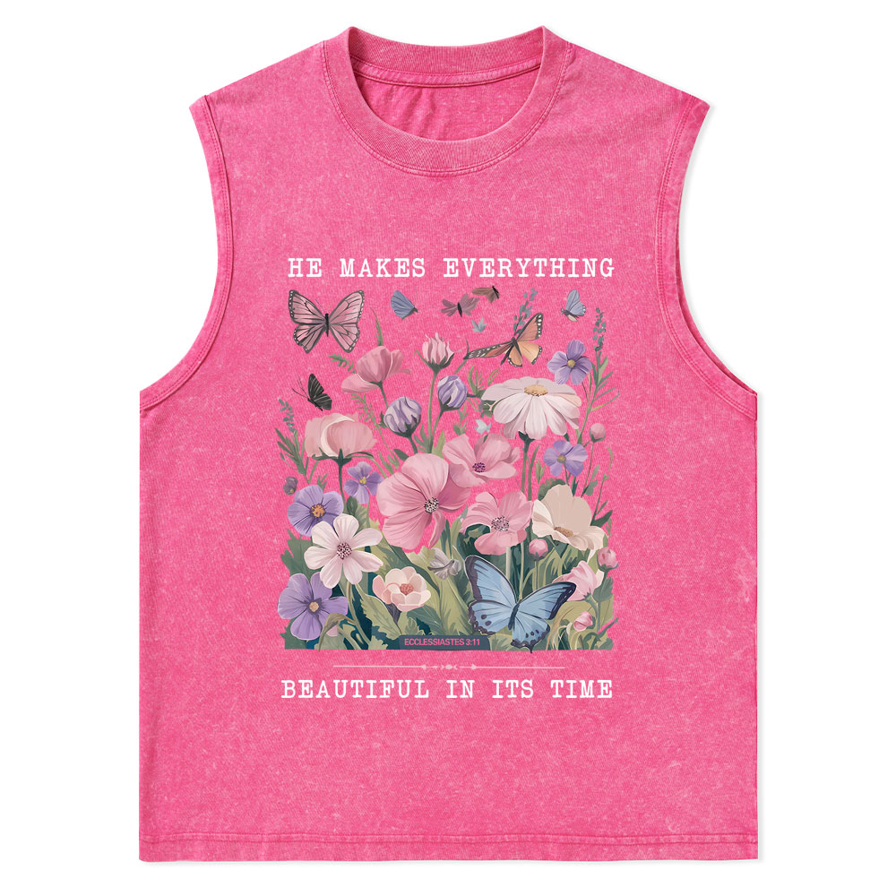 He Makes Everything Beautiful In Its Time Christian Washed Tank Top