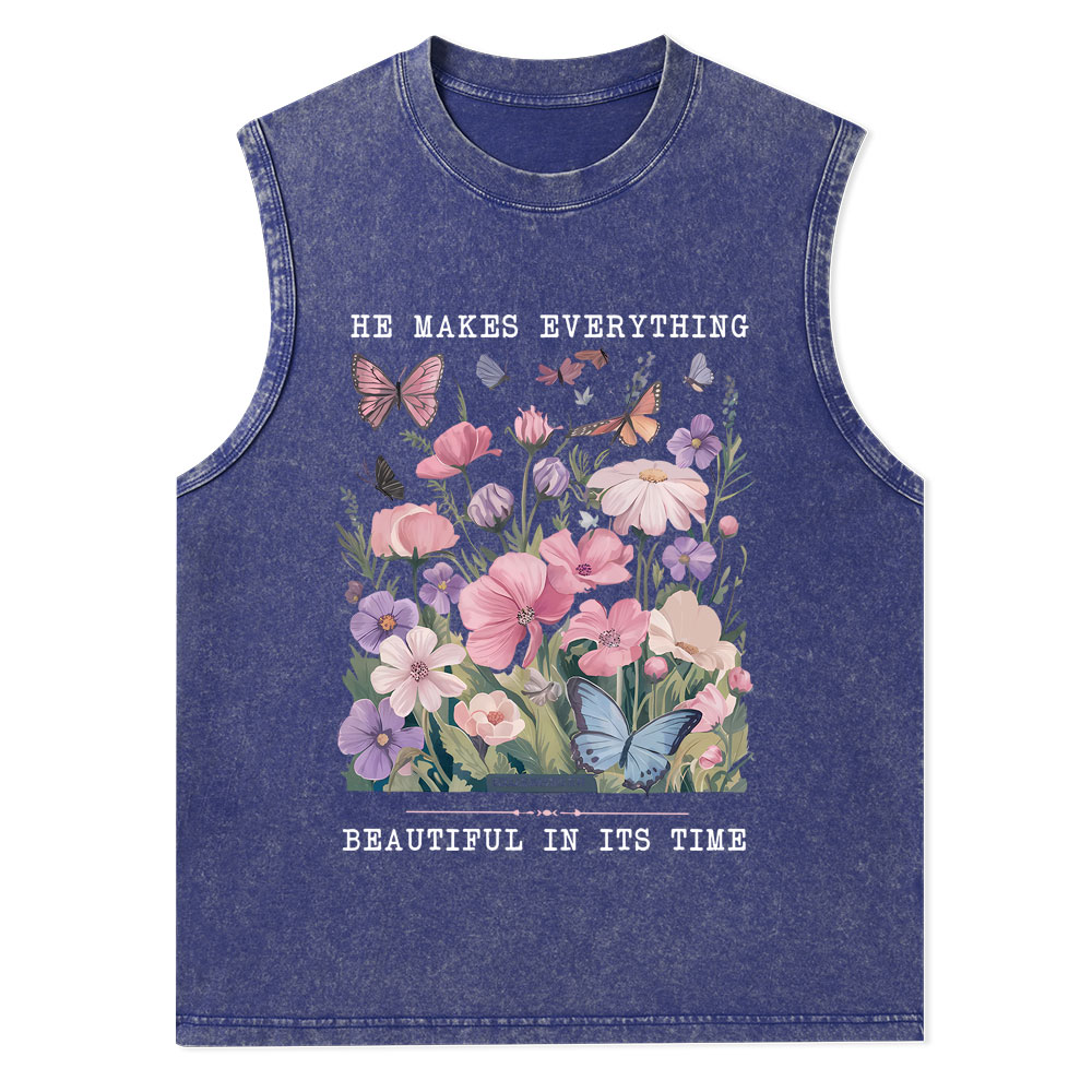 He Makes Everything Beautiful In Its Time Christian Washed Tank Top