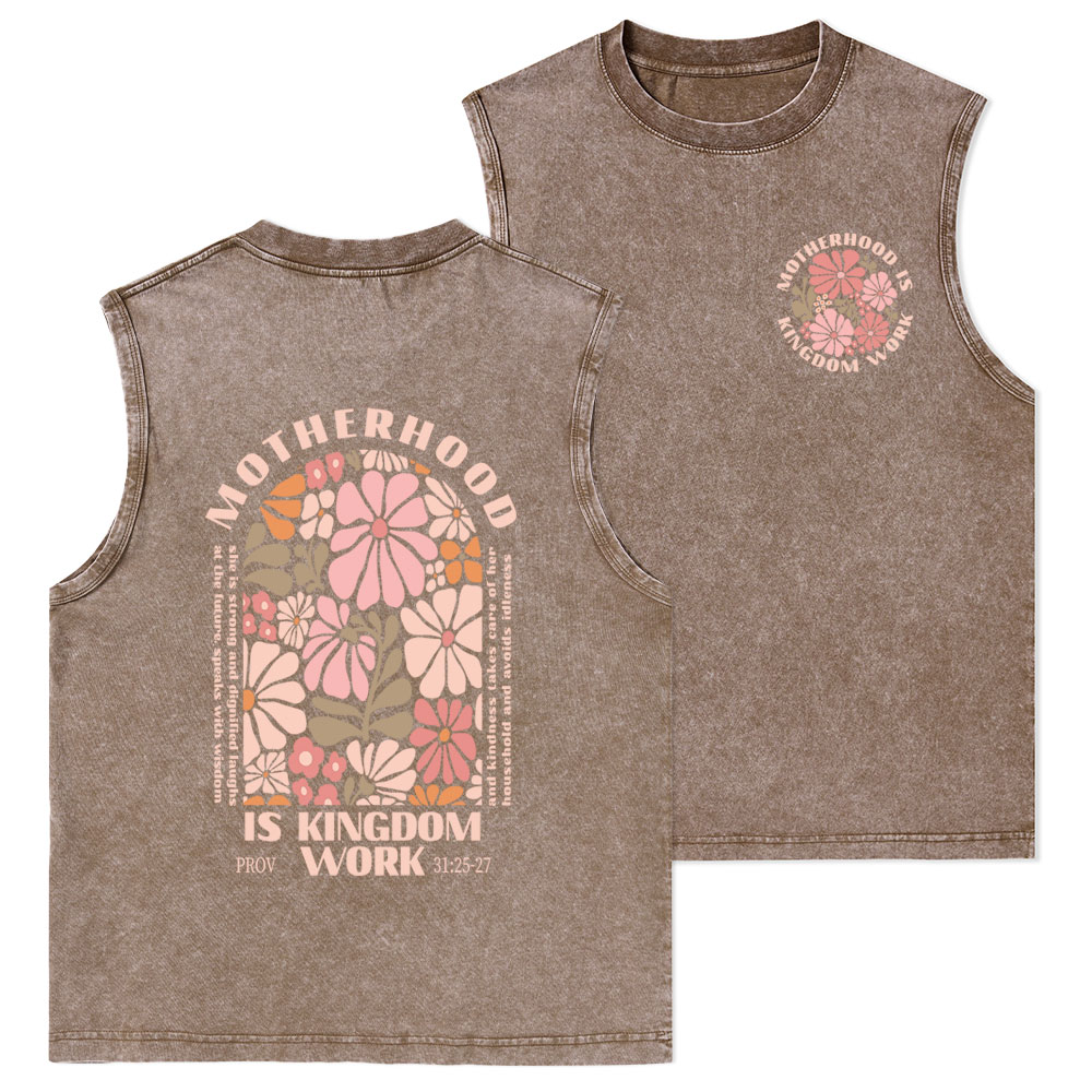 Motherhood Is Kingdom Work Christian Washed Tank Top