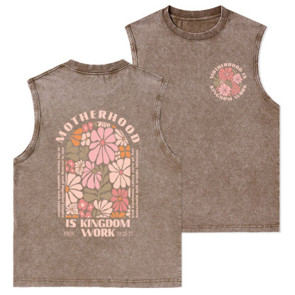 Motherhood Is Kingdom Work Christian Washed Tank Top